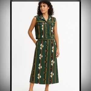 Vintage 90s KZK Southwest Vest & Wrap Skirt Set Cotton vintage Size 12 modern S